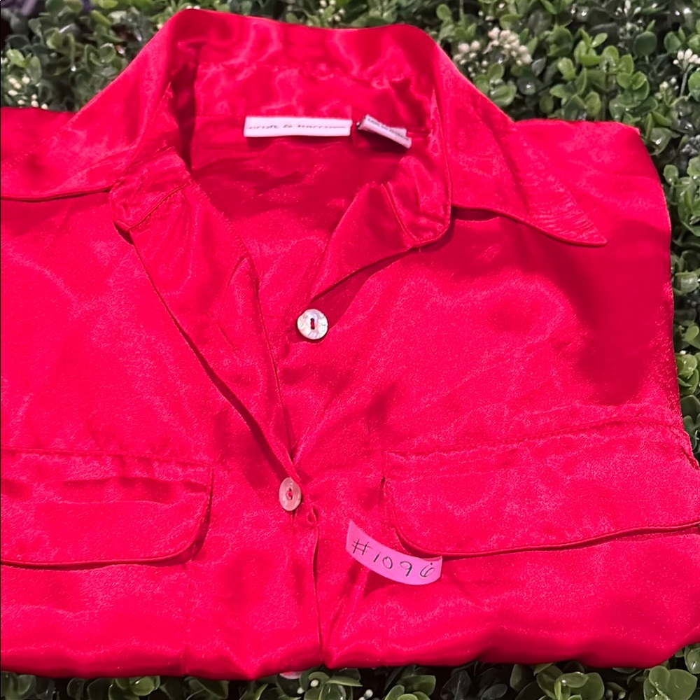 Croft & Barrow Red Satin Blouse - Picture 11 of 11